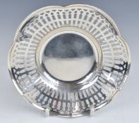 American silver bon bon dish with pierced and crimped decoration, marked sterling and with maker's
