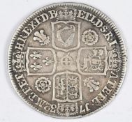 1732 George II half crown, young head roses and plumes in angles reverse, NVF but with 'EL'