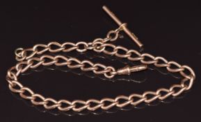 A 9ct rose gold fob chain / Albert made up of twisted oval links, 31cm, 37.6g