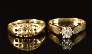 A 9ct gold ring set with a diamond (2g, size J) and an 18ct gold ring mount, 1.6g, size K