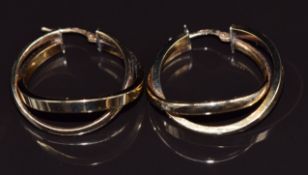 A pair of 9ct gold hoop earrings, 3.8g