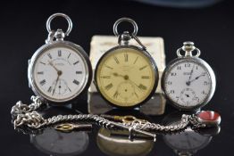 Three open faced pocket watches comprising H Samuel The Climax Trip Action Patent hallmarked