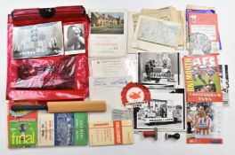 Local interest and football ephemera including a signed Gloucester cricket team miniature cricket