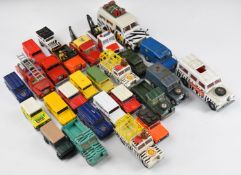 Twenty-seven loose diecast model Land Rovers comprising Corgi, Dinky, Britains and Matchbox.