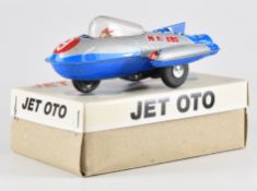 Jet Oto tinplate toy with N.K.880 decals and Turk Mali stamped to right wing, in original box.