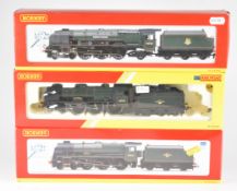 Three Hornby 00 gauge model railway steam locomotives comprising R2231 BR Duchess of Rutland,