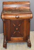 Victorian Druce & Co. London mahogany Davenport and games table with unusual mechanism, W67 x D50