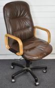 Kusch+Co. light oak, leather upholstered office or desk chair