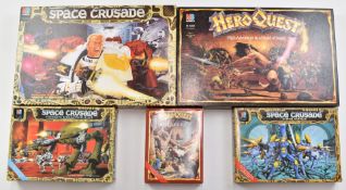 MB Games Hero Quest and Space Crusade board games together with 3 expansion packs comprising