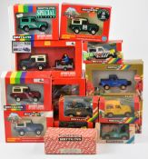 Fourteen vintage and modern Britains diecast model vehicles comprising thirteen Land Rovers and a