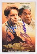 Shawshank Redemption autographed 14 x 9cm postcard signed by Tim Robbins and Morgan Freeman.