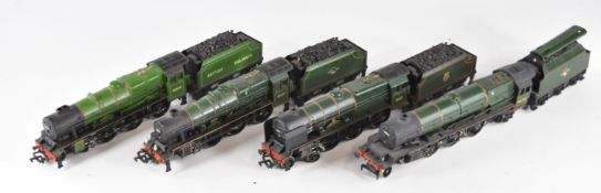 Four 00 gauge model railway steam locomotives comprising two Mainline Black 5 locomotives, Hornby