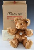Steiff 1926 Replica Teddy bear with brown tipped mohair, press-and-listen voice, jointed limbs and