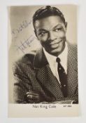 Nat King Cole autographed 19 x 12cm postcard signed and inscribed 'Best always Nat King Cole' to the