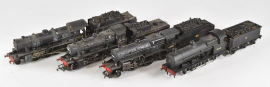 Four 00 gauge model railway steam locomotives comprising kit built 48942 G2, Lima 5F, Hornby Ivatt
