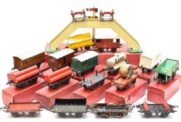 Hornby 0 gauge model railway rolling stock comprising fifteen various wagons and coaches, many in