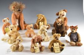 Twelve various Teddy bears including Cherbears and Blenheim Cottage Bears, largest 33cm tall.
