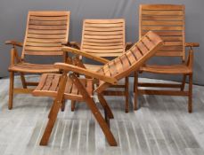 Set of four teak folding garden chairs with cushions, from the Alexander Rose Premium Range