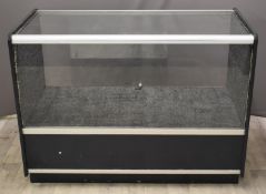 Aluminium framed shop display counter or display cabinet with cubby hole below, W120 x D60 x H90cm