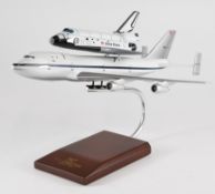 Kennedy Space Center Space Shuttle 747 Piggyback model, on display stand with original box.