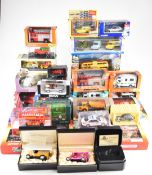 A collection of diecast model cars, buses and similar to include Corgi, Cararama, NewRay, Oxford and