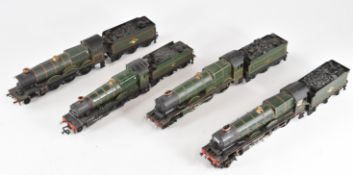 Four 00 gauge GWR model railway steam tender locomotives comprising Lima King, Hornby King, Airfix