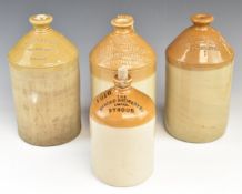 Four cider flagons including Brentford, Stroud and Gloucester examples, height of tallest 32cm