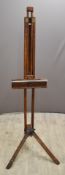 Vintage folding adjustable artist's easel, minimum height when standing 184cm