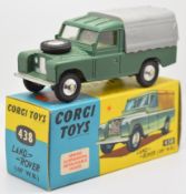 Corgi diecast model Land Rover 109 W.B with green body, yellow interior and silver hubs, 438, in