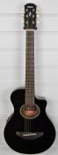 Yamaha APXT2, electro-acoustic ¾ travel guitar with in-built tuner, finished in black, with soft