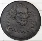 William Shakespeare cast iron wall plaque, diameter 54cm