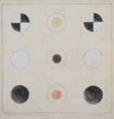 Three abstract studies comprising 'Golden Egg', 'Three Judgments on Class' and one other of a yellow