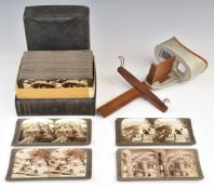 Cased set of Underwood and Underwood stereoscopic cards depicting India, numbers 1-100 (missing