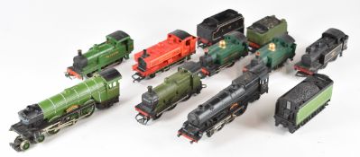 Eight 00 gauge model railway locomotives comprising Hornby Flying Scotsman, Tri-ang Princess