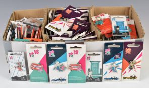 Approximately 100 London 2012 Olympic pin badges, in original packaging