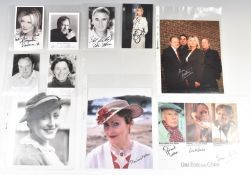 A collection of over 60 signed photos and postcards relating to the TV shows Sharpe, Hornblower,