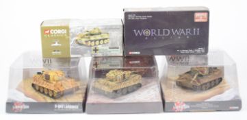 Five Corgi 1:50 and 1:60 scale diecast model tanks to include WWII Legends Tiger 1 101st SS sPzAbt