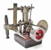 Live steam single cylinder engine with rotary type valve and attached feed pump, height 10.5cm