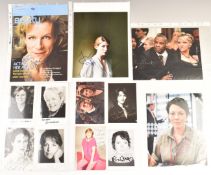 A collection of over 40 celebrity autographs to include Diane Keaton, Robbie Coltrane, Olivia