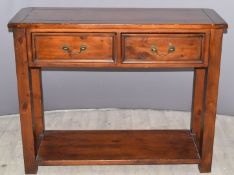 Modern two drawer sideboard with shelf below, W110 x D34 x H96cm