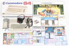 Commodore 64C retro gaming system Hollywood Edition with a collection of games including Arkanoid,