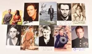 Ten autographed celebrity postcards signed by Russell Crowe, Judi Dench, Kenneth Branagh, Keira