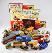 A collection of Japanese or similar style friction and clockwork powered vehicles, all in original