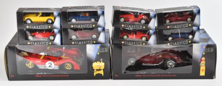 Ten Shell Classico diecast model Ferraris including 250 Testa Rossa (1958) and 312 P (1972), all