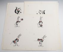 Twelve Warner Bros Looney Tunes character model sheets or similar comprising designs for Daffy Duck,