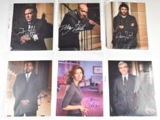 A collection of signed photos and postcards relating to the TV shows Morse, Line of Duty, Kidnapped,