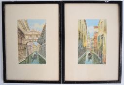 Alberto Trevisan (Italian 1919-1978) pair of watercolours Venetian scenes including the Bridge of