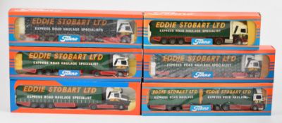 Six Tekno 1:50 Eddie Stobart Ltd scale diecast model haulage vehicles to include No. 64 Eddie