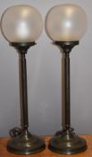 Pair of Art Deco globe table or bedside lights, height 54cm
