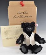 Steiff 2003 Club Event Teddy Bear with black long-pile mohair, jointed limbs and white Peter Jones